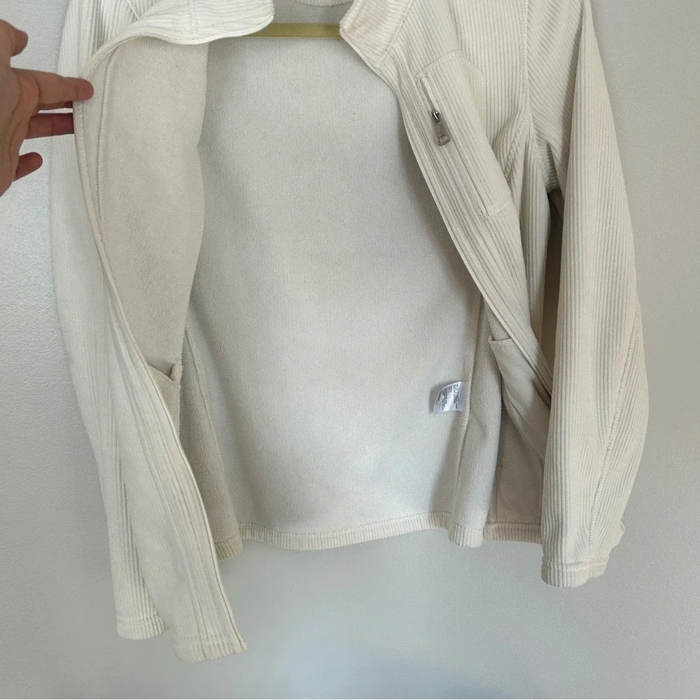 Andrew Marc Cream Ribbed‎ Jacket Women's Small Full Zip Quiet Luxury Minimalist